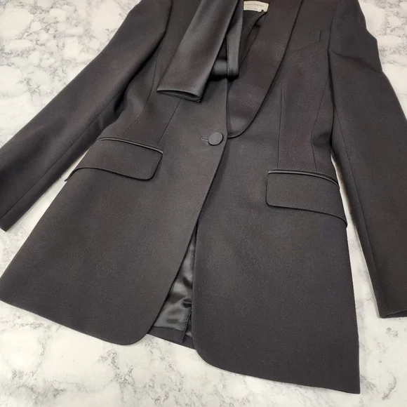 Alexander McQueen Single Breasted Blazer Silk Detailing